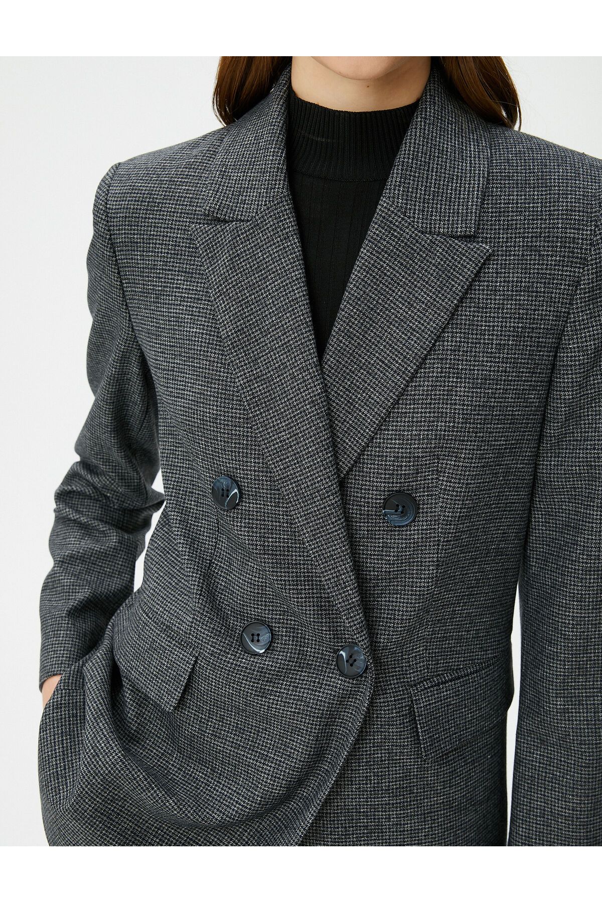 Koton-Oversize Blazer Jacket Double Breasted Buttons with Flap Pockets 5