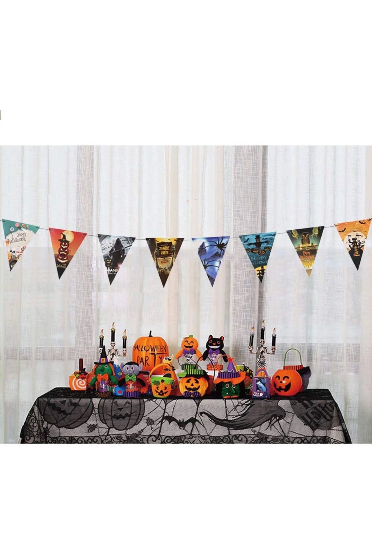 Lallim Cadılar Bayramı Halloween Flama Bayrak Banner Süs 8 Li 3 Metre - LAL7936-1410