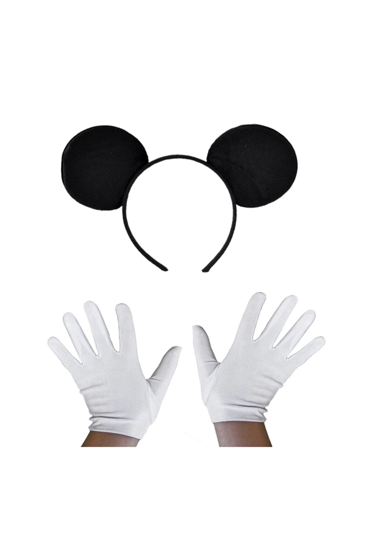 Mobil Dünyası Siyah Mickey Mouse Tacı Ve Beyaz Eldiven Seti - DGL6831-3437