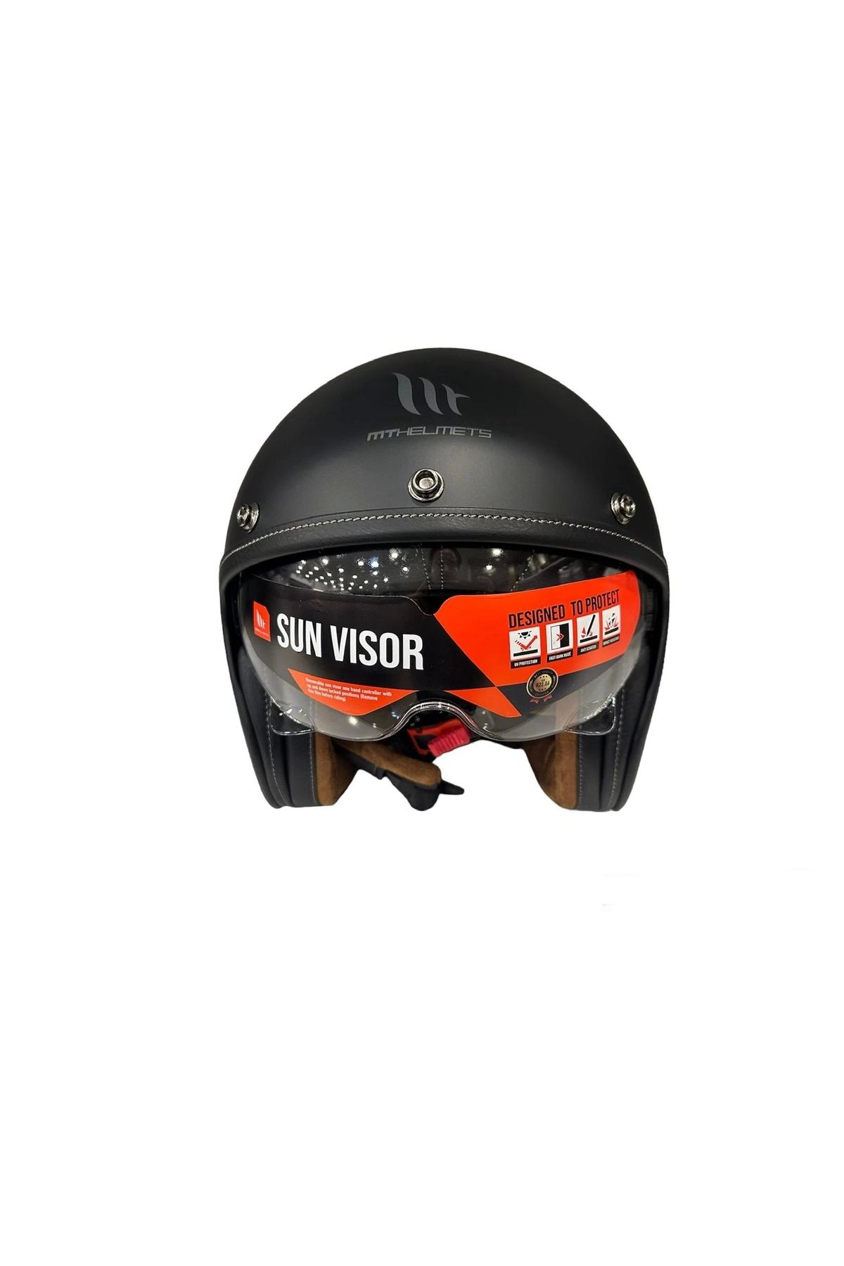 MT Helmets-HELMET MT LEMANS 2 SV MATTE BLACK WITH TRANSPARENT VISOR 5