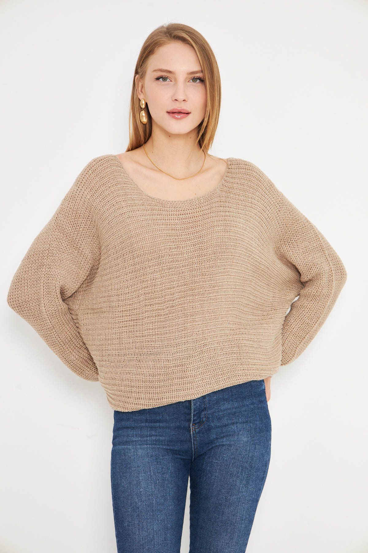 armonika-Pulover din tricot largi Selanik de damă ARM-21K012010 2