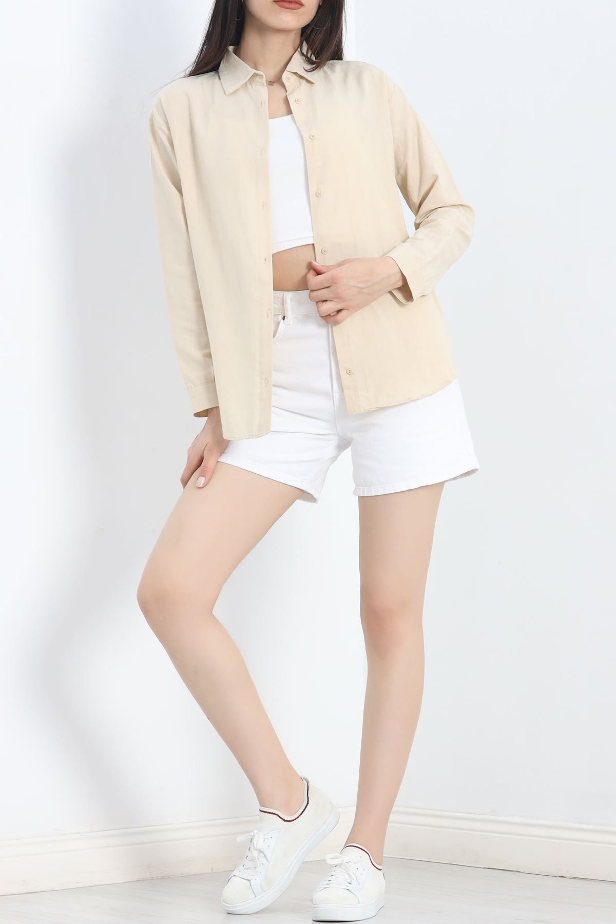 Moka Shopin-Mokashopin Oversize Tericotone Shirt - Taş1, 20369.1874 3