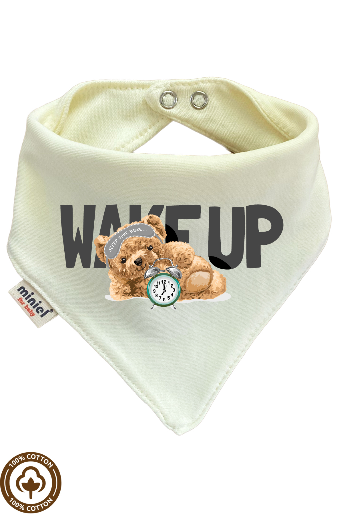 Miniel Unisex Bebek Yenidoğan Penye Organik Pamuklu Wake Up Teddy Bear Baskılı Bebek Önlüğü 3'lü Set fotoğrafı 3 (önizleme)