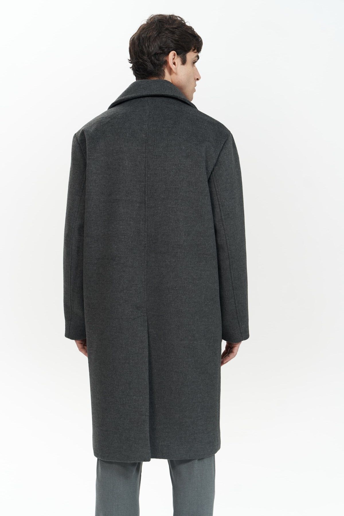 MAİ COLLECTİON-Darian Anthracite Men's Long Coat 3