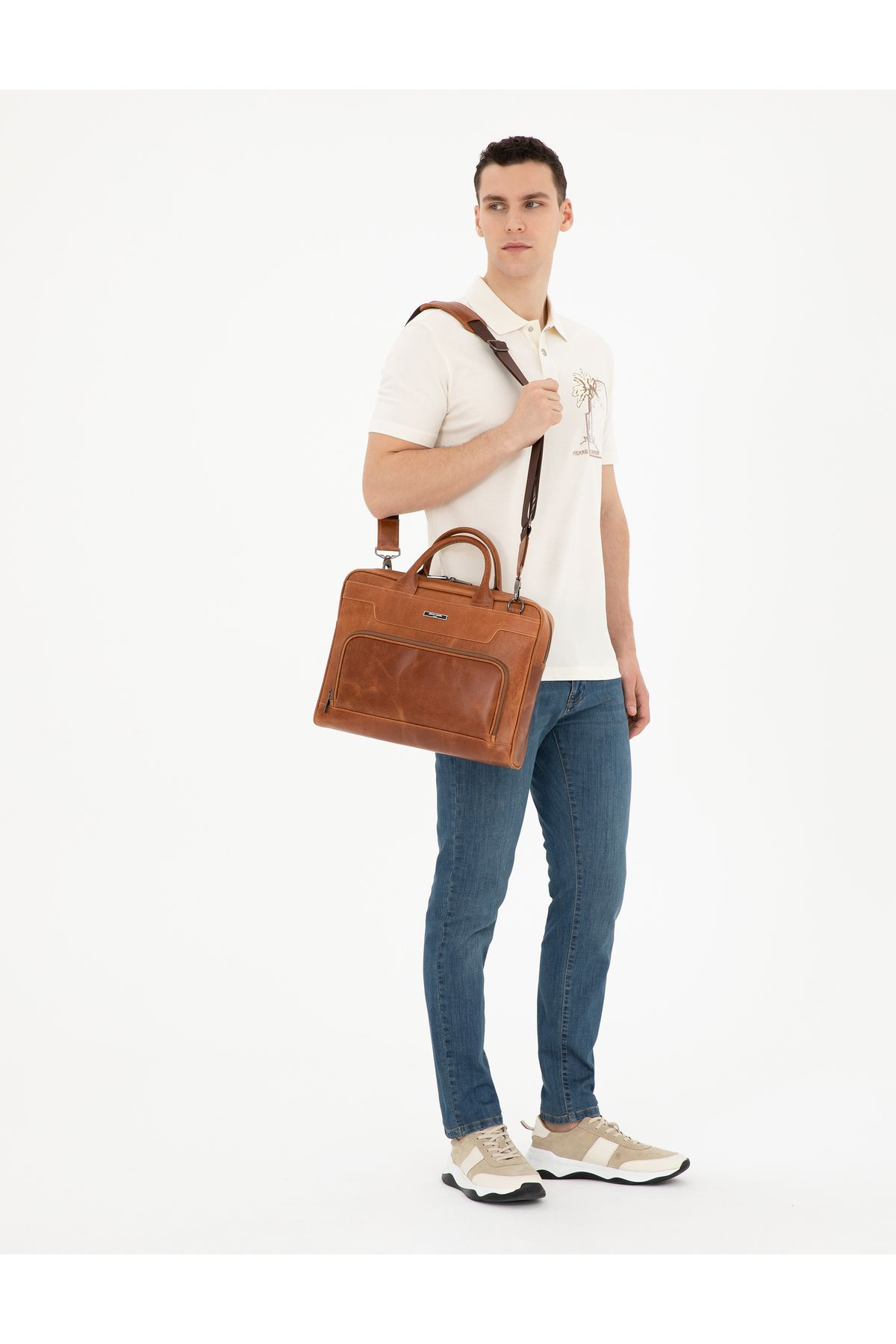کیف مردانه چرم برنزه 50288590-vr099 Pierre Cardin