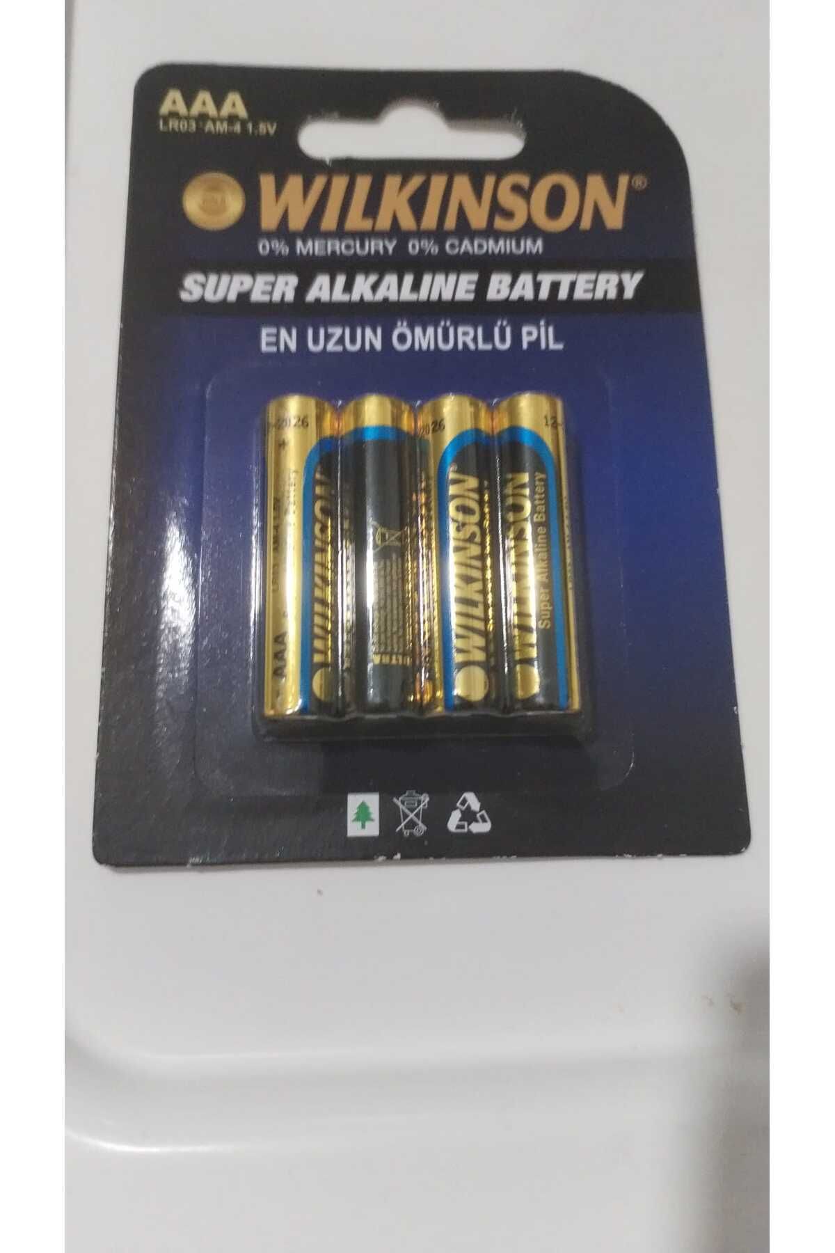 4 ADET 4 LÜ KARTON, WILKINSON  AAA LR03 - AM4   1.5 VOLT  SUPER ALKALINE  BATTERY  0% MER. 0% CAD. - 4