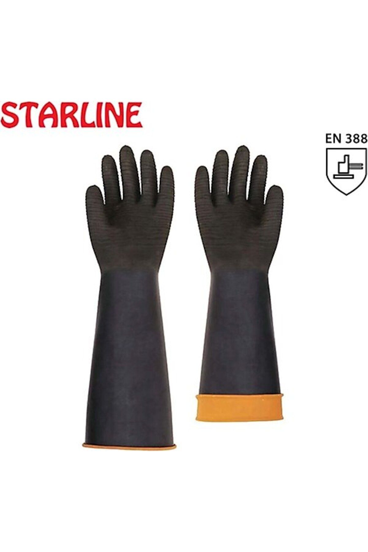 Starline H2-60 Asit Eldiveni Siyah 60cm Avuçiçi Tırtıklı