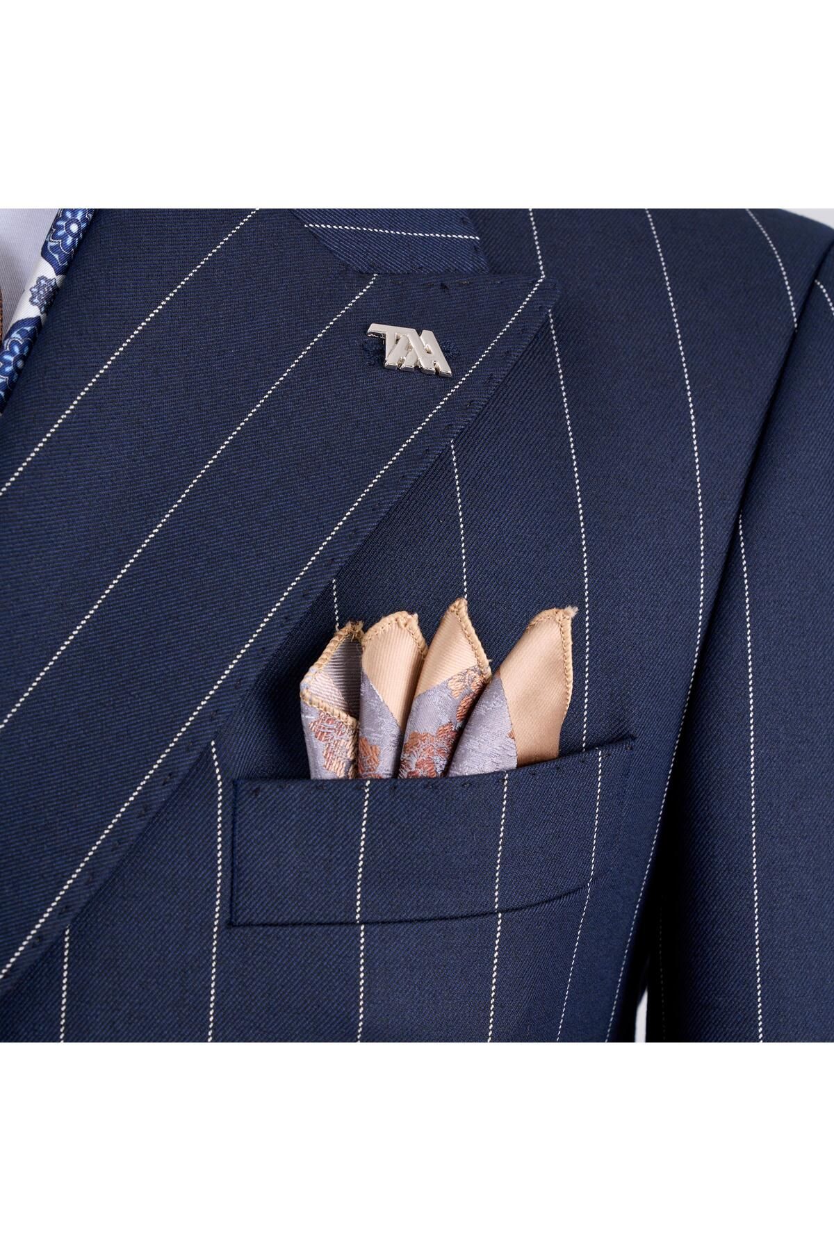 TerziAdemAltun-Navy Blue Italian Style Double Breasted Jacket and Trousers Set - T13301 3