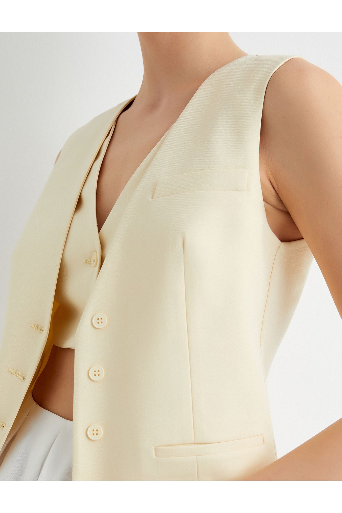Koton-Double Layer Blazer Vest - Buttoned and Fleto Pocket 6