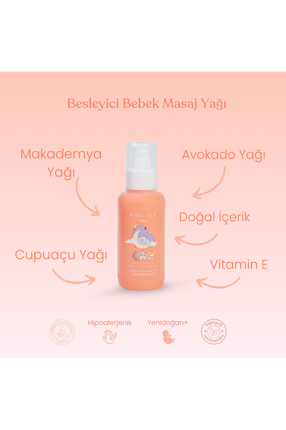 PHLOX Bebek & Çocuk 3lü Bakım Seti (ŞAMPUAN 400 ML - LOSYON 400 ML - MASAJ YAĞI 100 ML) fotoğrafı 2 (önizleme)