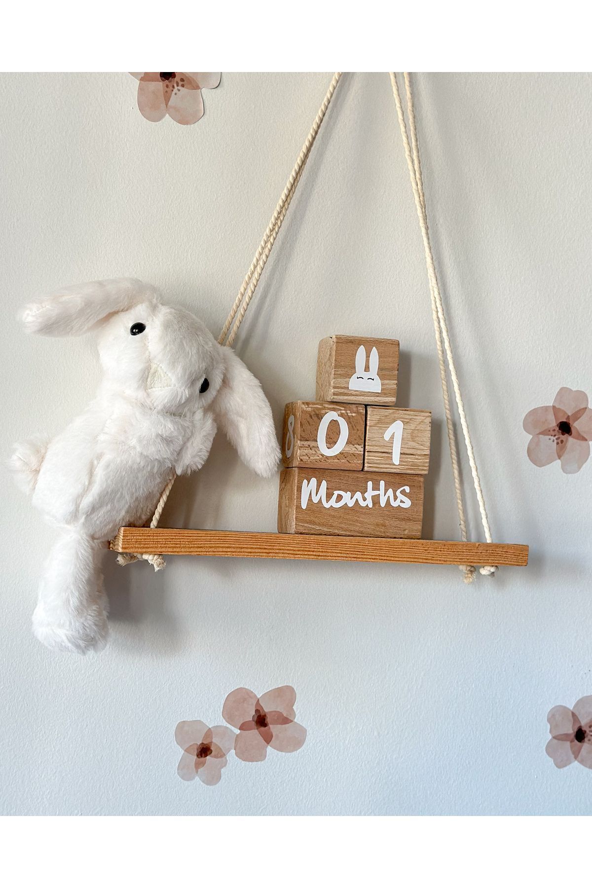 MOISY-Rabbit Patterned Ultra Soft Plush Lap - Hugging Ecru 5