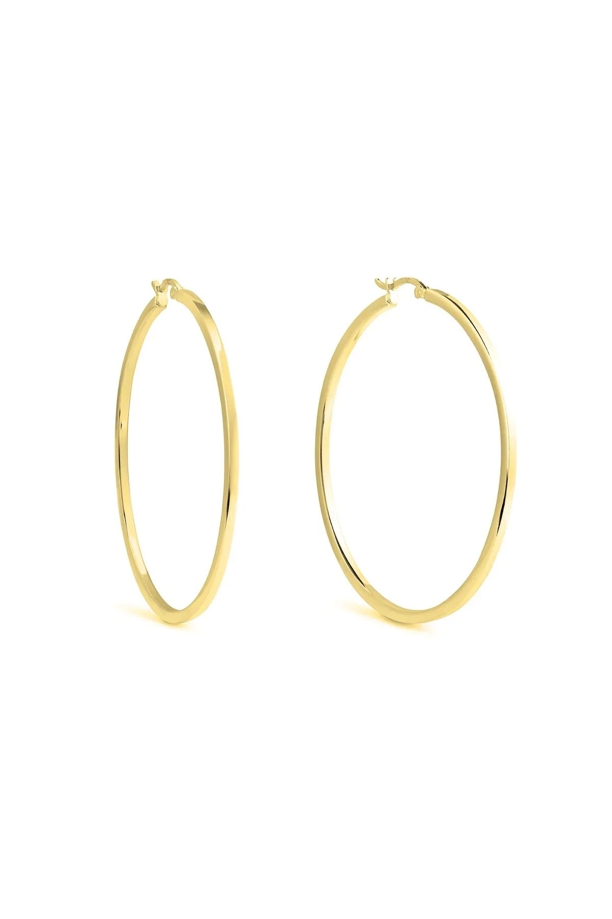 PRVT-Gold Color Hoop Earrings 40mm (Pair) 2