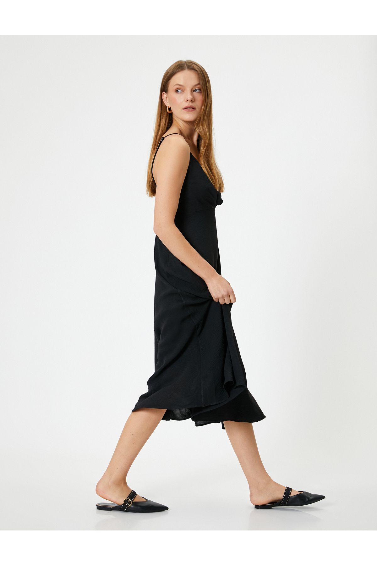 Koton-Double Breasted Collar Midi Strap Dress - A Form 1