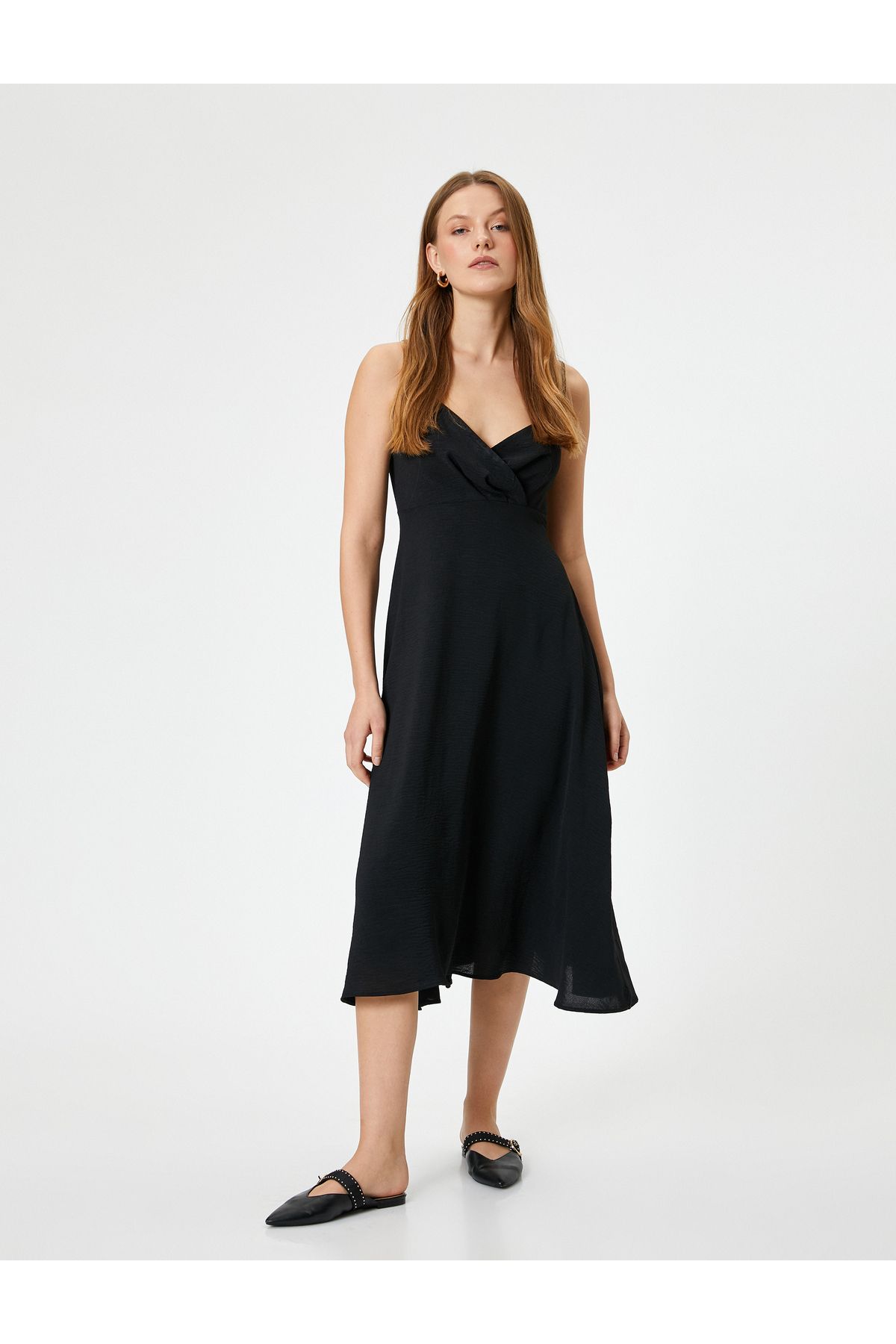 Koton-Double Breasted Collar Midi Strap Dress - A Form 2