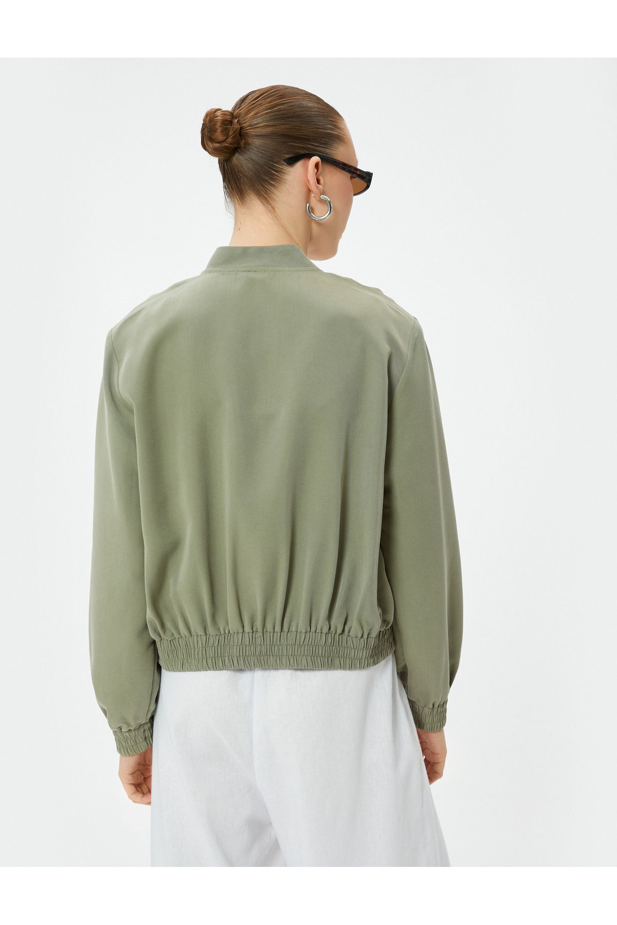 Koton-Bomber Jacket Zippered Elastic Waist Pocket Modal Mixed 4
