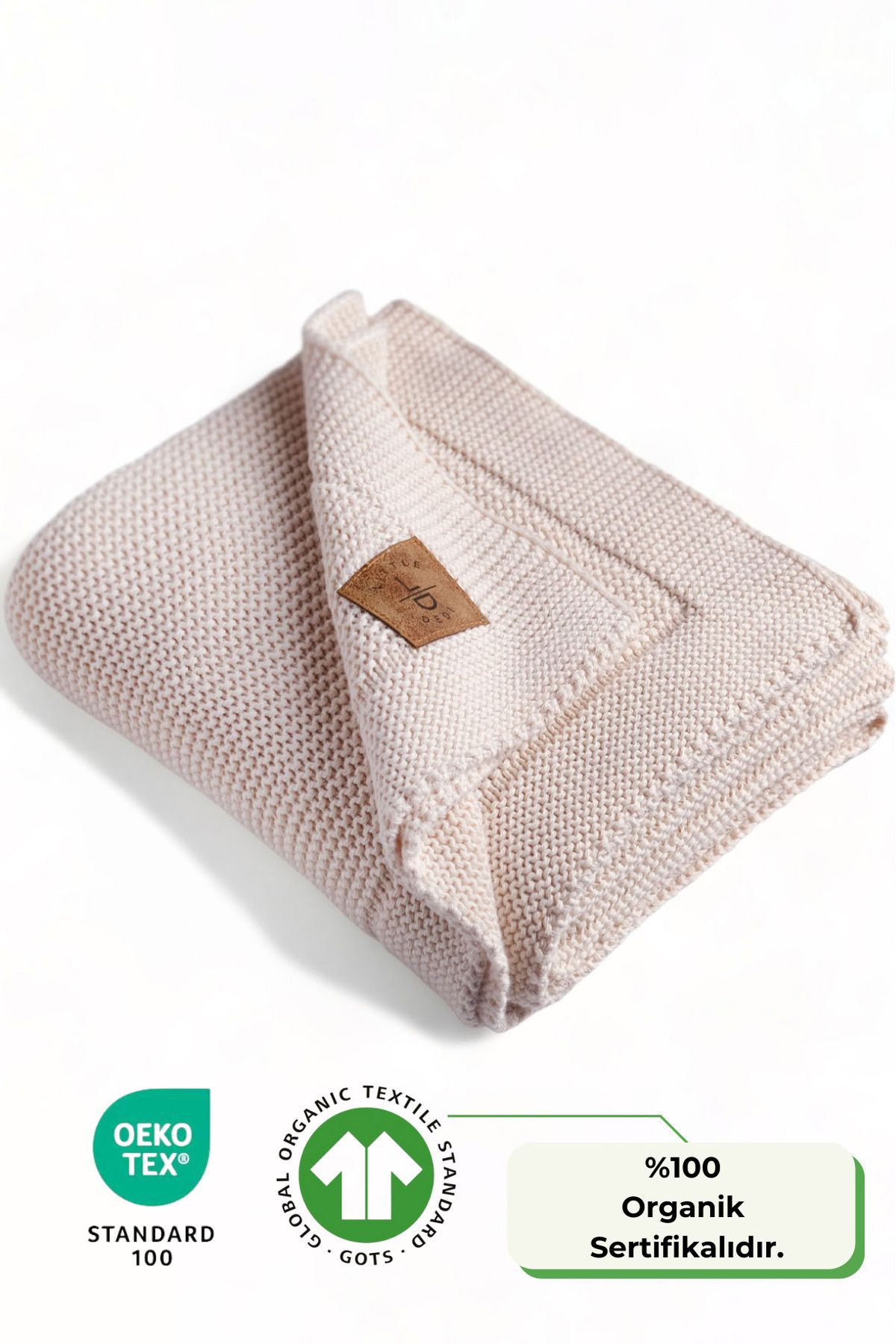 Next Baby LITTLE DEDI Organic Cotton Knitted Baby Blanket Stone - 80x100