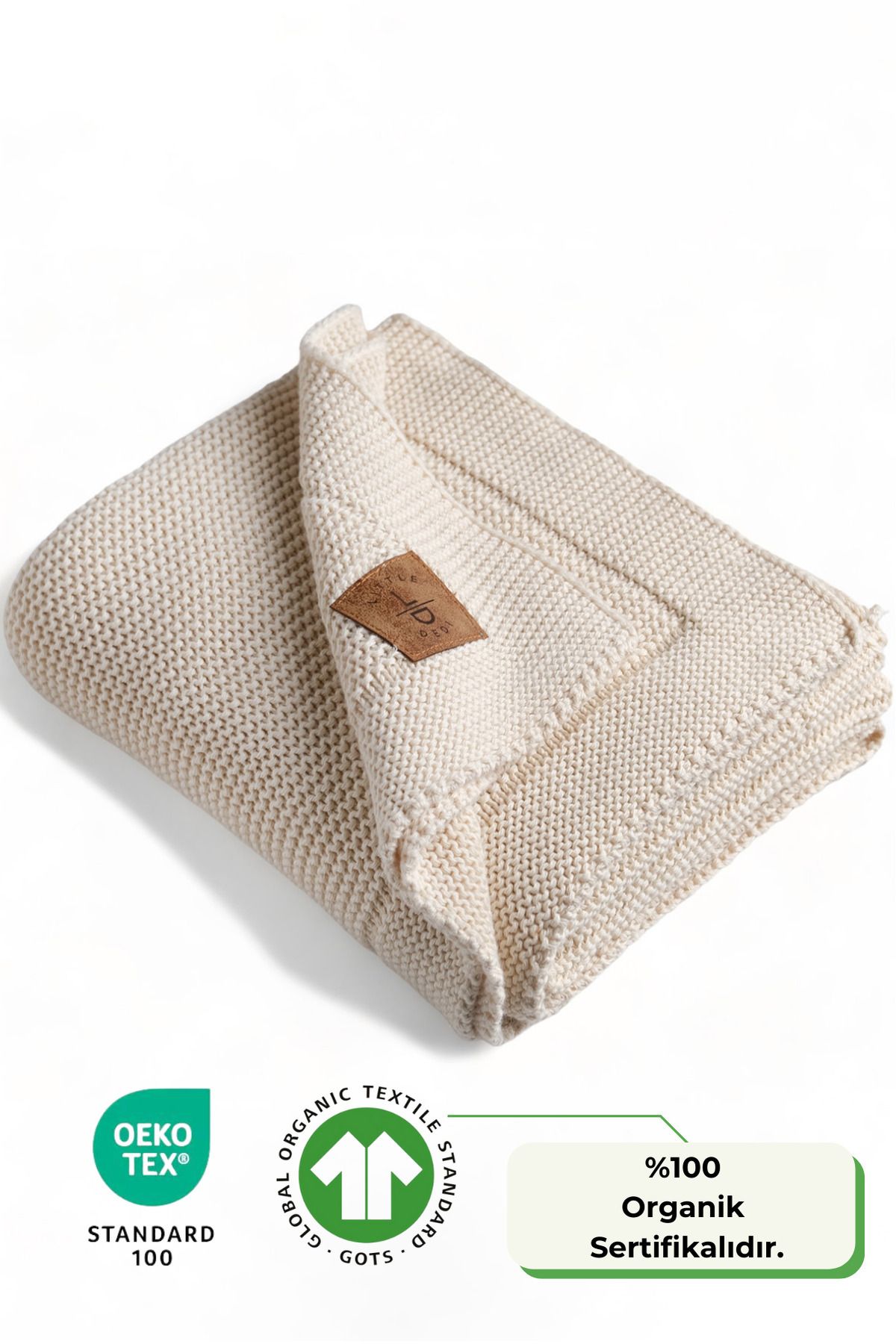 Next Baby LITTLE DEDI Organic Cotton Knitted Baby Blanket Beige - 80x100
