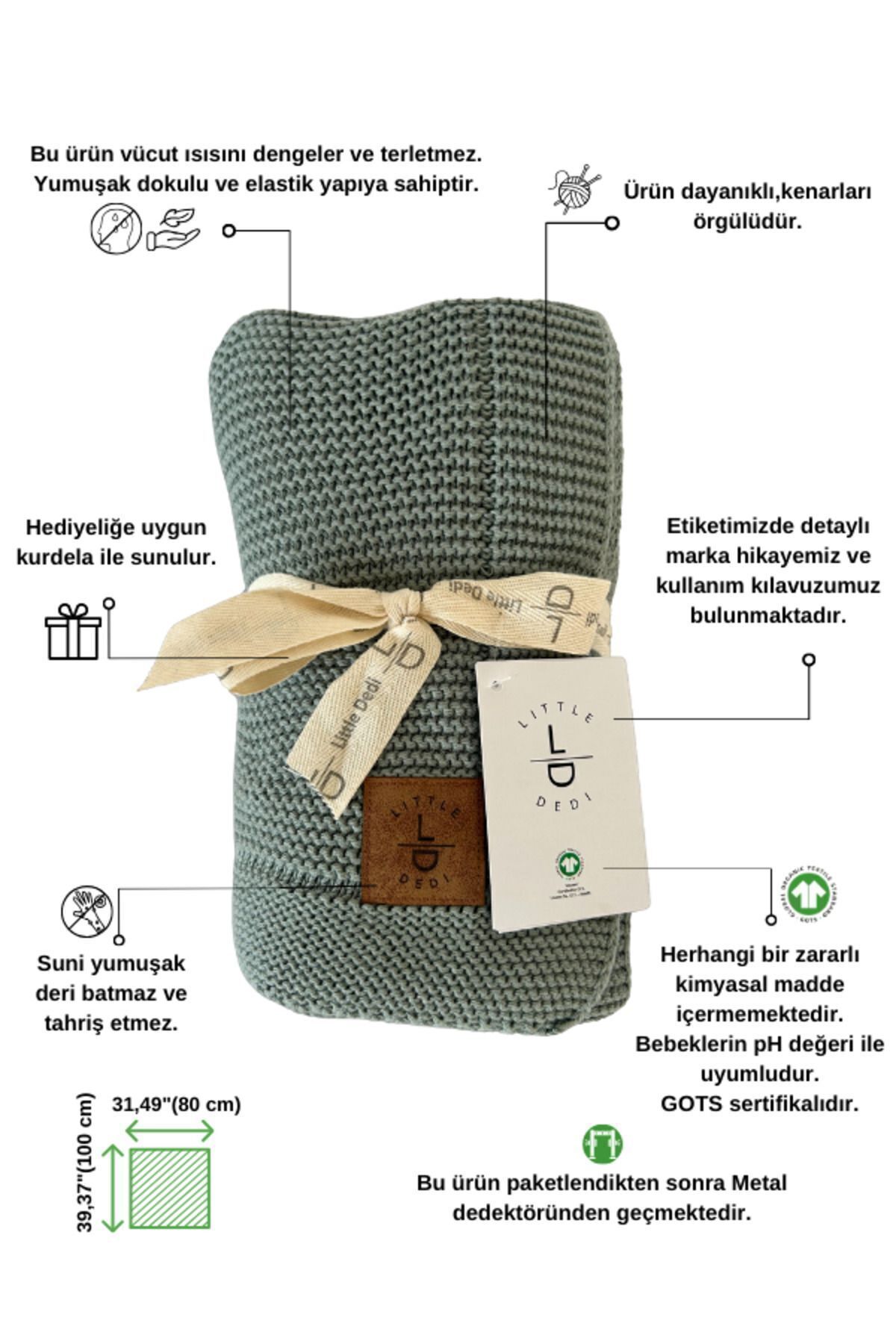 Next Baby LITTLE DEDI Organic Cotton Knitted Baby Blanket Green