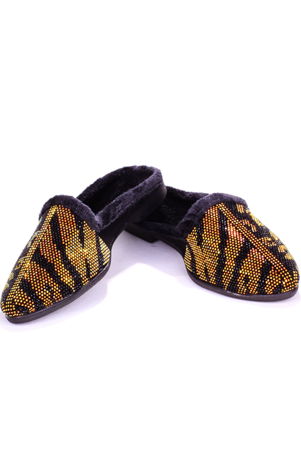 sengahenk-Leopard/Zebra Stone Patterned Suede Slippers 3