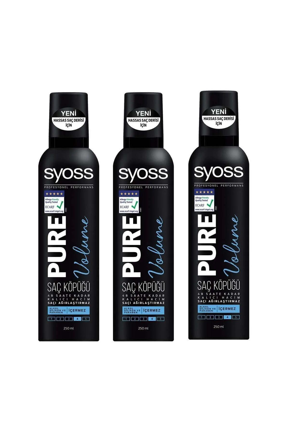 Syoss Pure Volume Saç Köpüğü 250 ml x 3 Adet