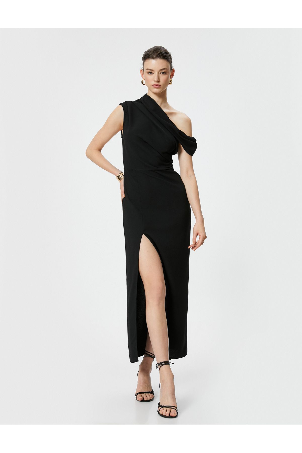 Koton-Φόρεμα One Shoulder Midi Draped Slit 3