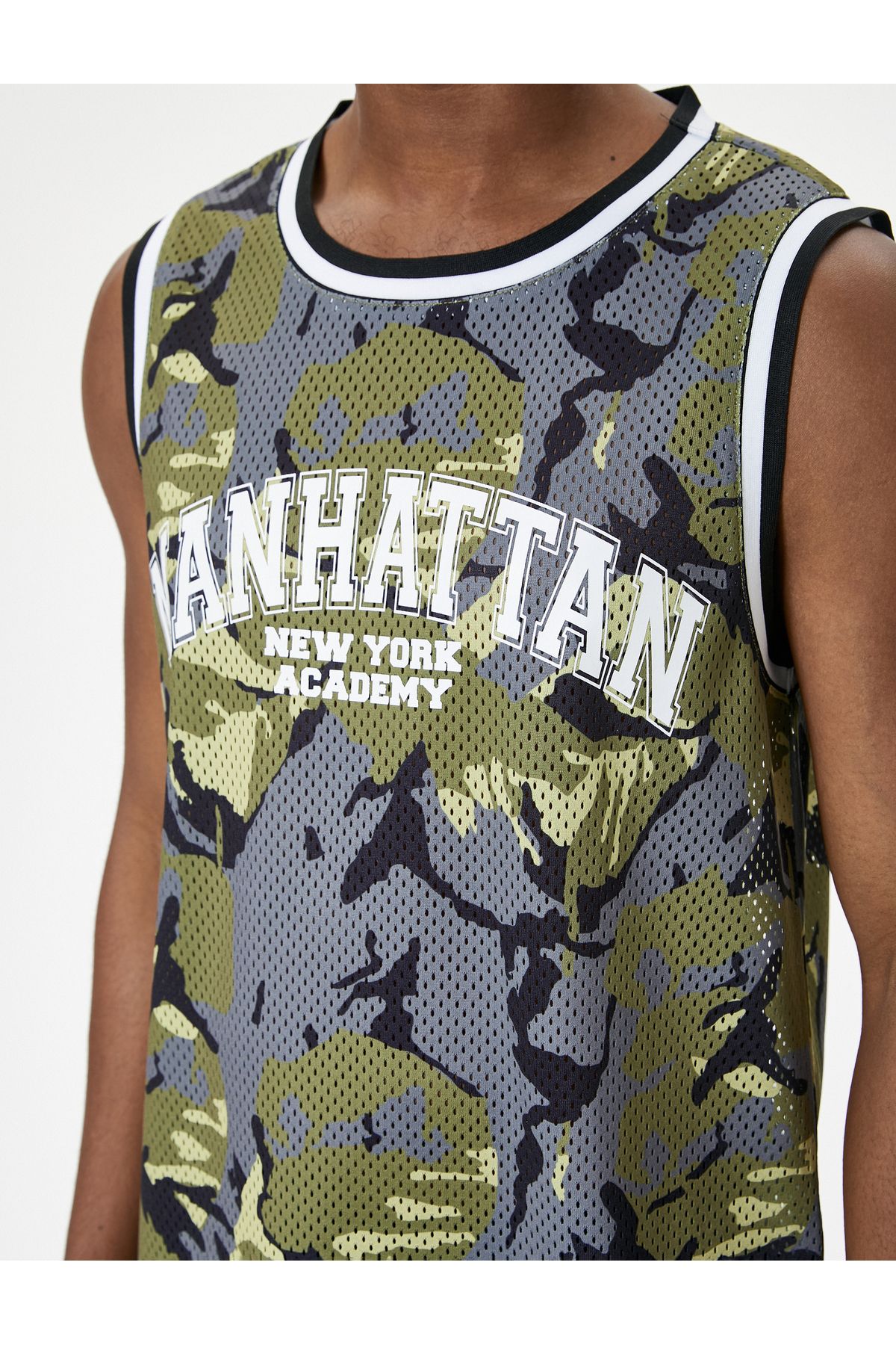 Koton-Sports Tank Top Camouflage Printed Slogan Crew Neck 5