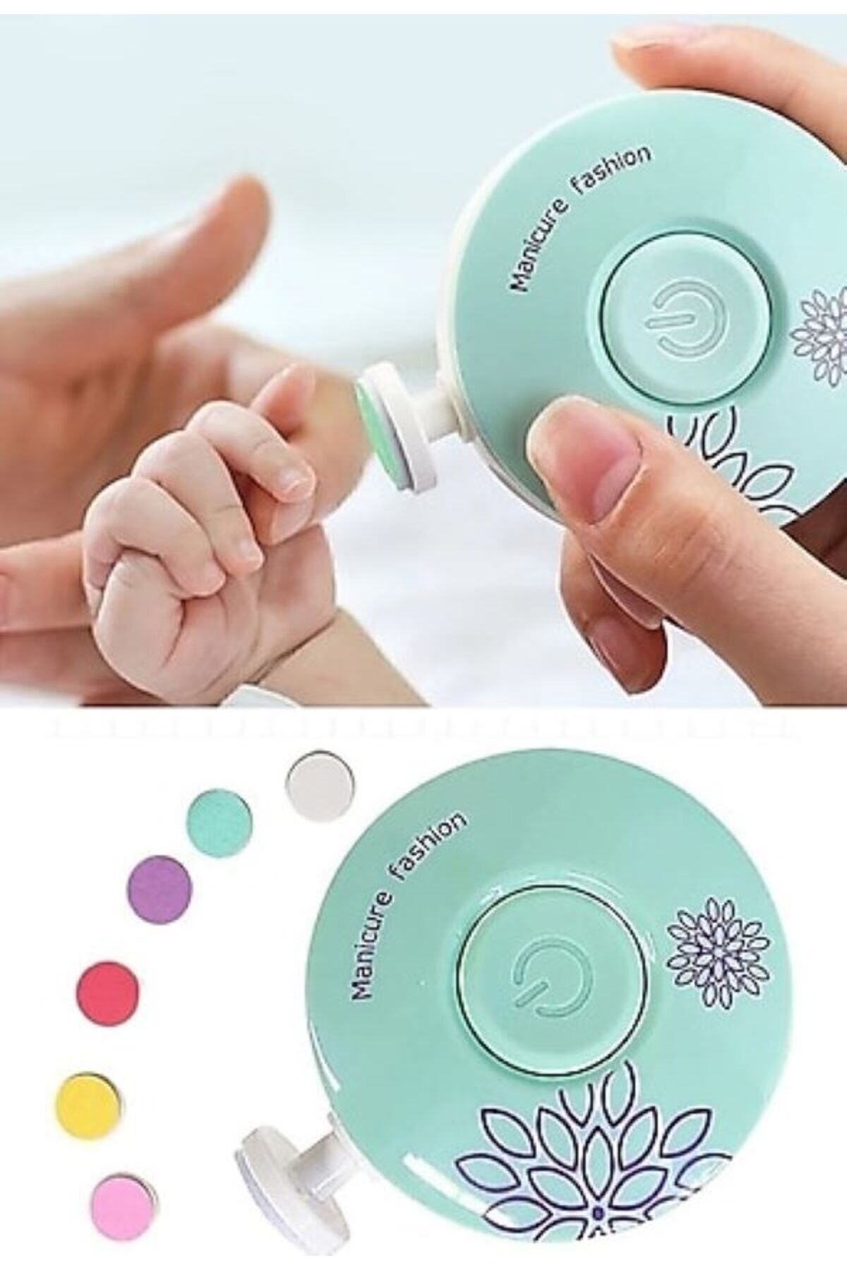 Babylike Yenidoğan Bebek Tırnak Törpüsü Pilli 6 Başlıklı Tırnak Kesme Törpüleme Makinası fotoğrafı 3 (önizleme)