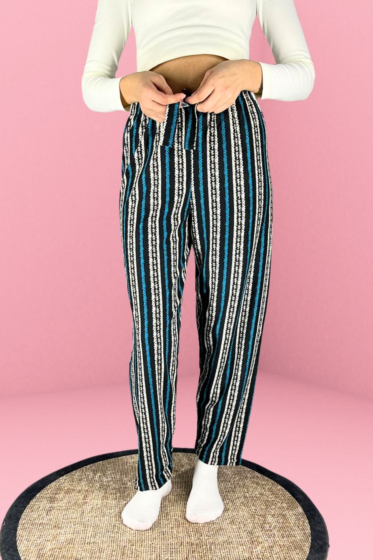 Farya Home-Dreamy Soft Velvet Textured Patterned Suede Pajama Pants 1