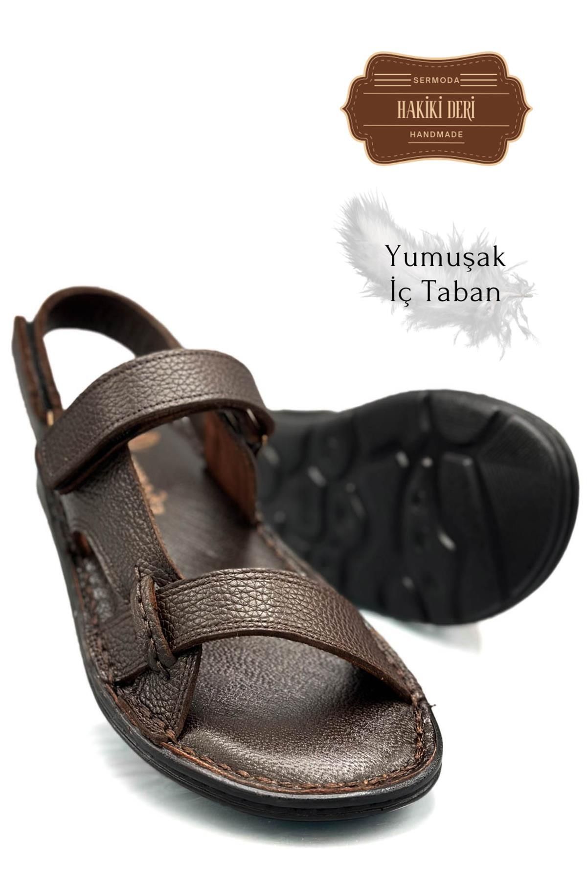 sermoda-Ανδρικά Σανδάλια - Γνήσιο Δέρμα, Velcro, K Shire Brown 3