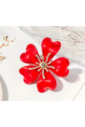 Josellini Kırmızı Çiçek Broş, Yılbaşı Hediyesi Broş, Öğretmenler Günü Hediyesi