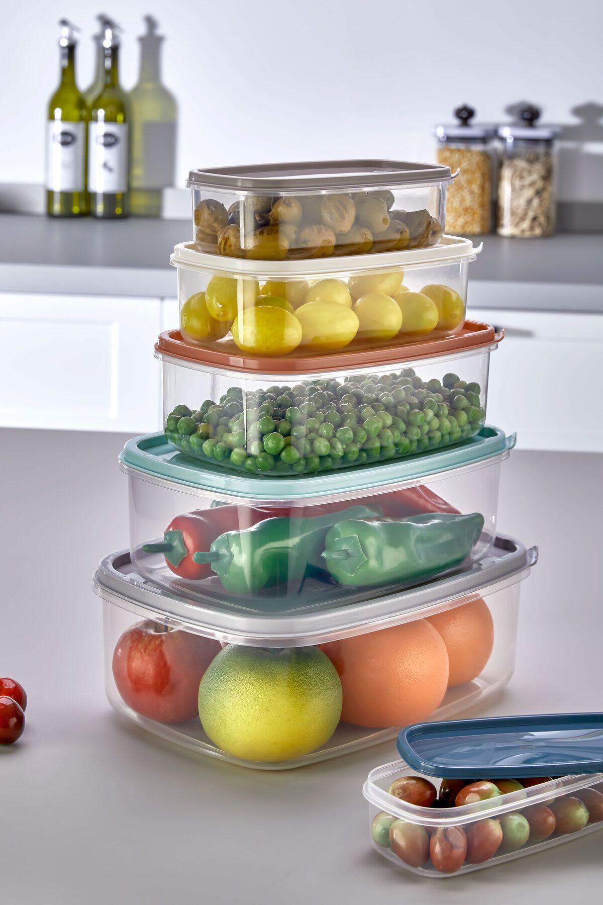 ASlife Home-Set of 12 Rectangular Storage Containers 300 Ml, 500 Ml, 850 Ml, 1350 Ml, 2000 Ml, 3200 ml 5