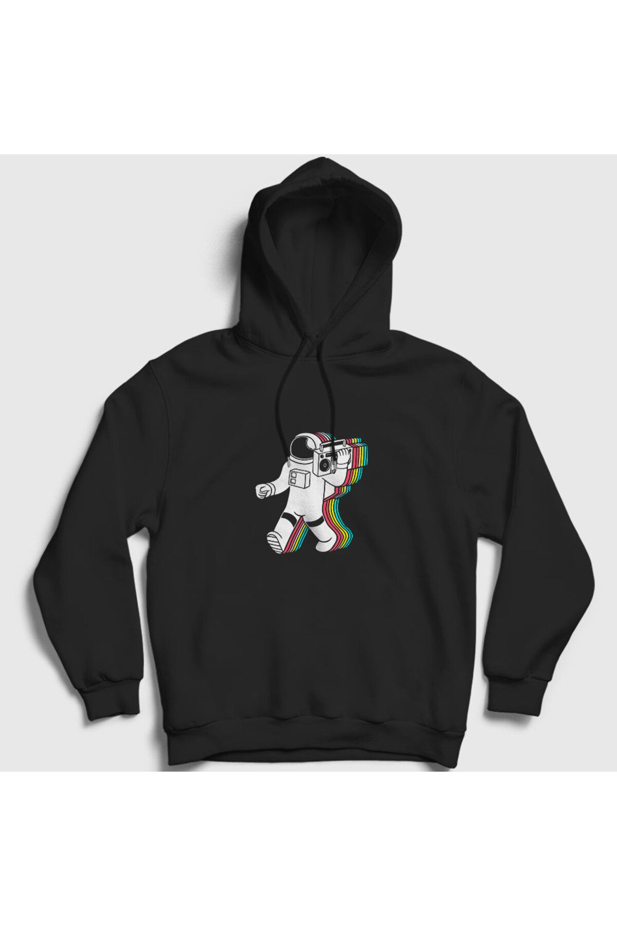 Presmono Hanorac Negru Unisex Cu Glugă Astronaut Space - Music Boxtt Unisex - S