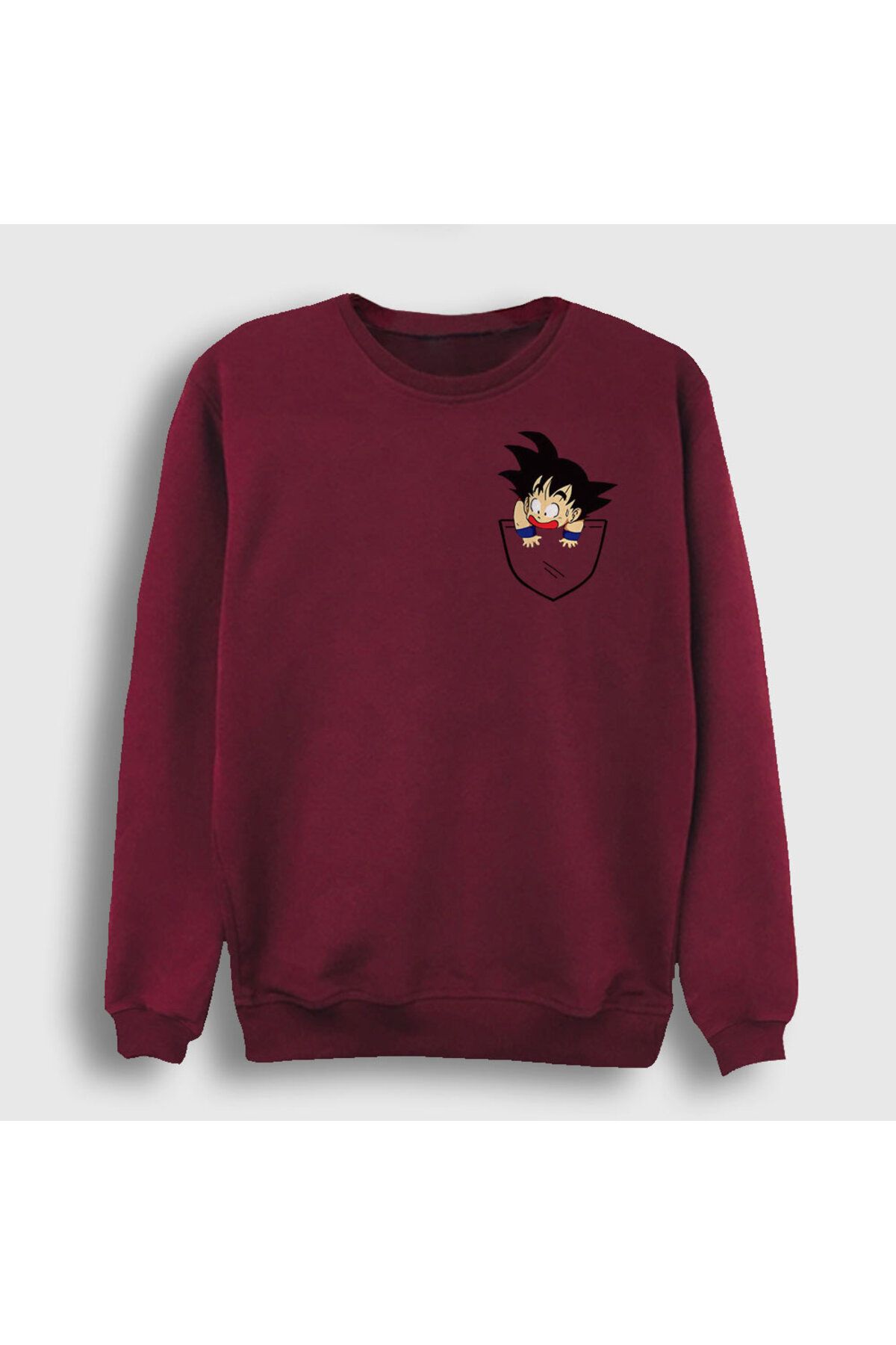 Presmono-Unisex Claret Red Pocket Goku Anime Dragon Ball Sweatshirt236841tt 1