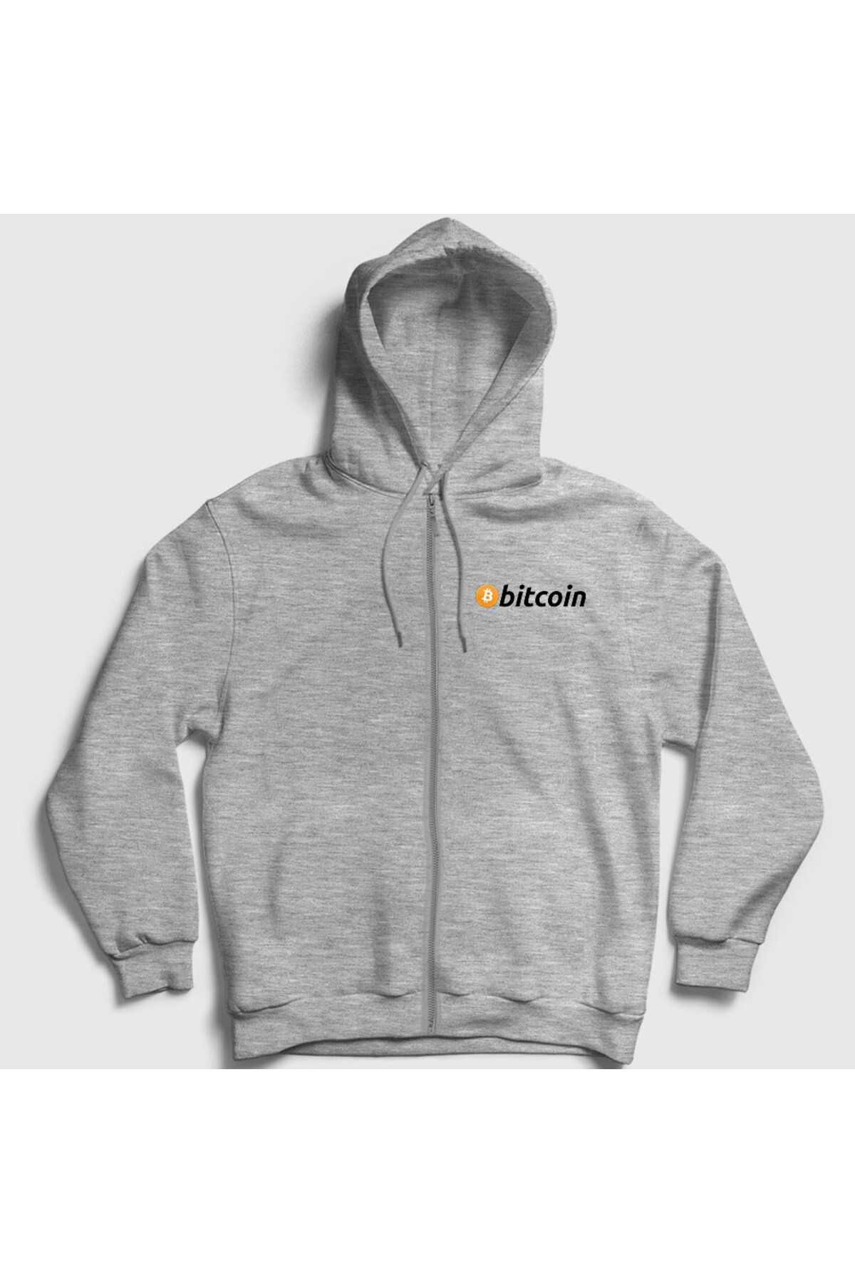 Presmono Hanorac Cu Glugă Unisex Gri Btc Bitcoin Cu Fermoartt Unisex - L
