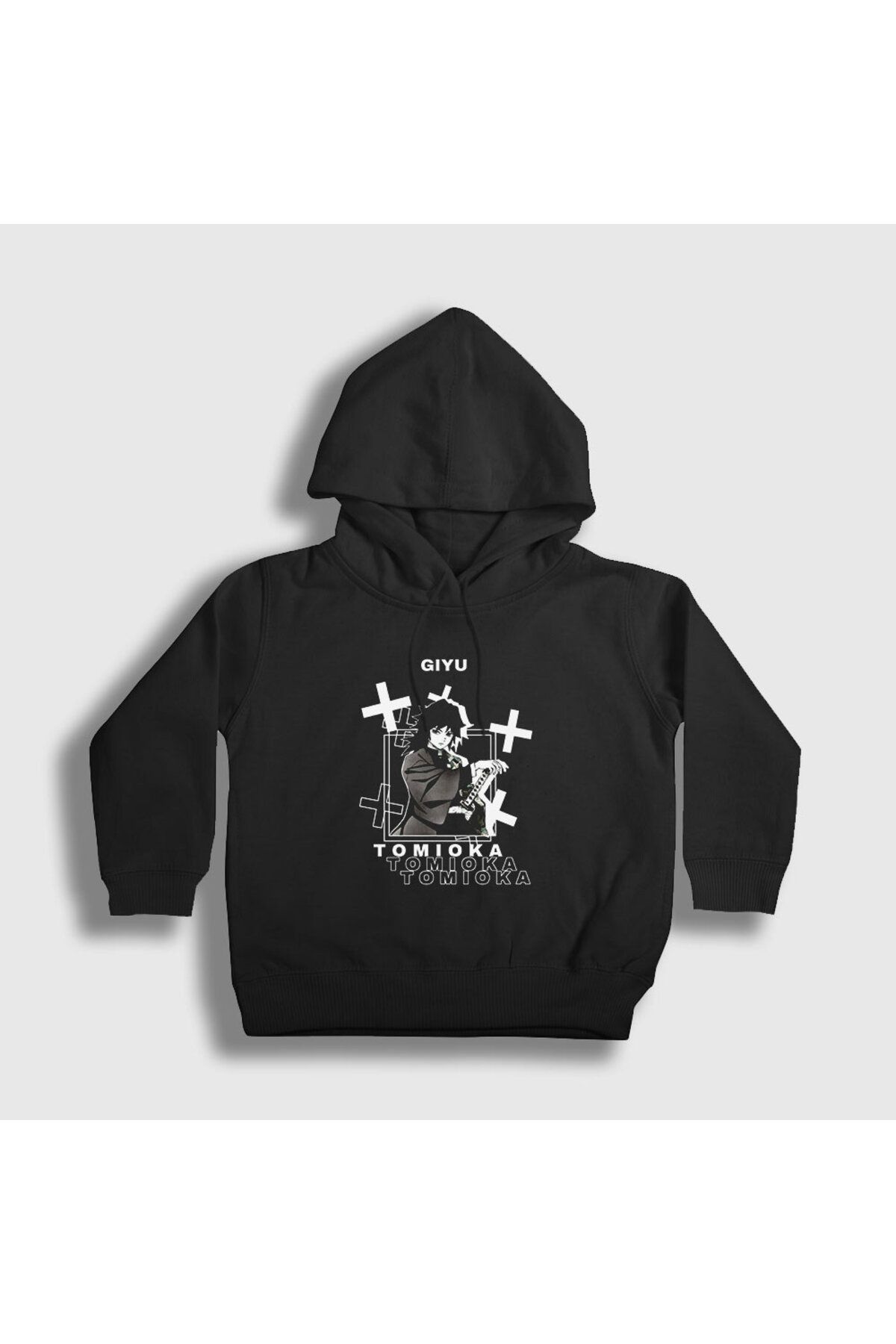 Presmono-Unisex Kids Sweatshirt - Black, Tomioka Anime, Demon Slayer Kimetsu No Yaiba, Hooded298468tt 1