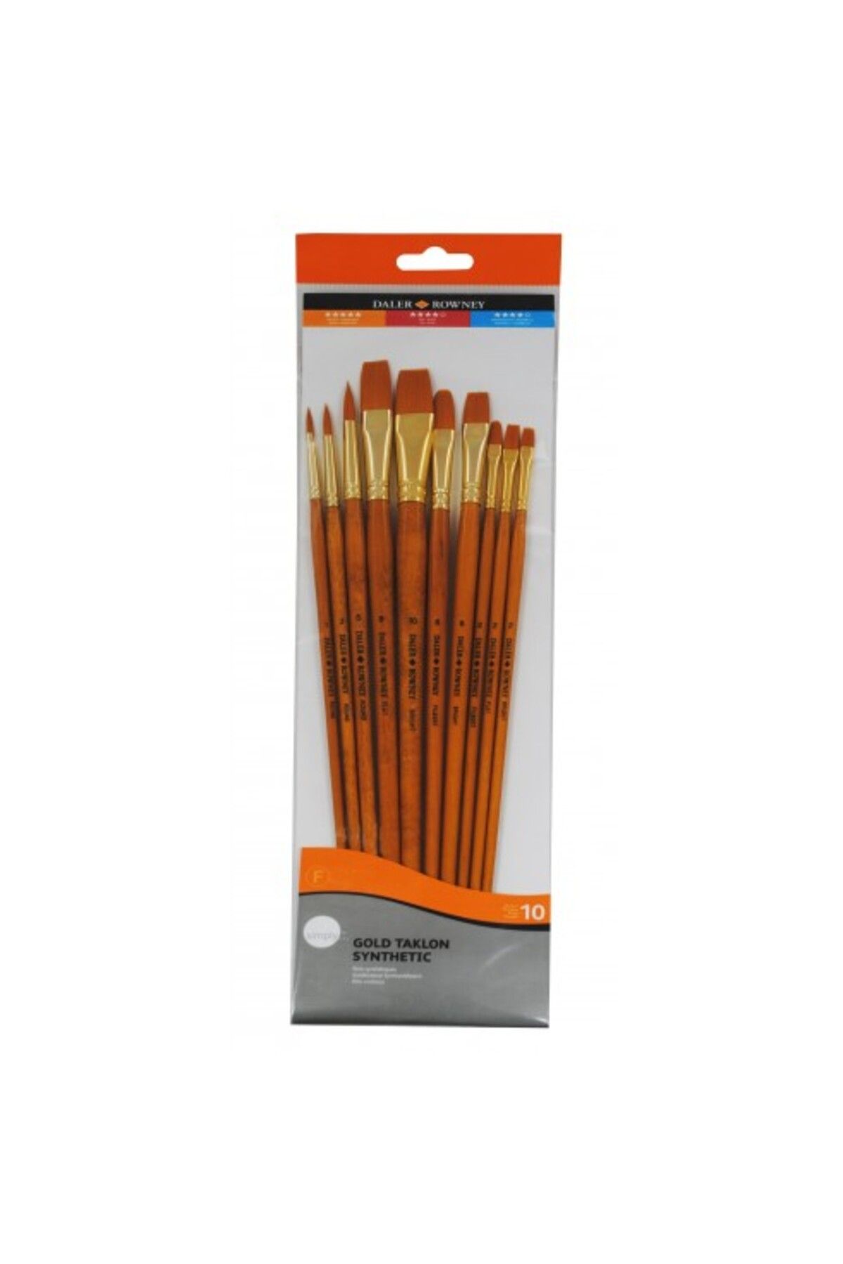 Daler Rowney Simply Gold Taklon Yassı Fırça Uç Seti 10'lu