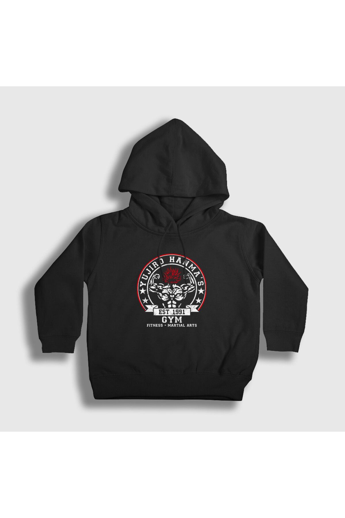 Presmono Hanorac Cu Glugă Pentru Copii, Unisex, Negru, Yujiro Hanma, Baki, Cu Glugătt Unisex - 9–10 years