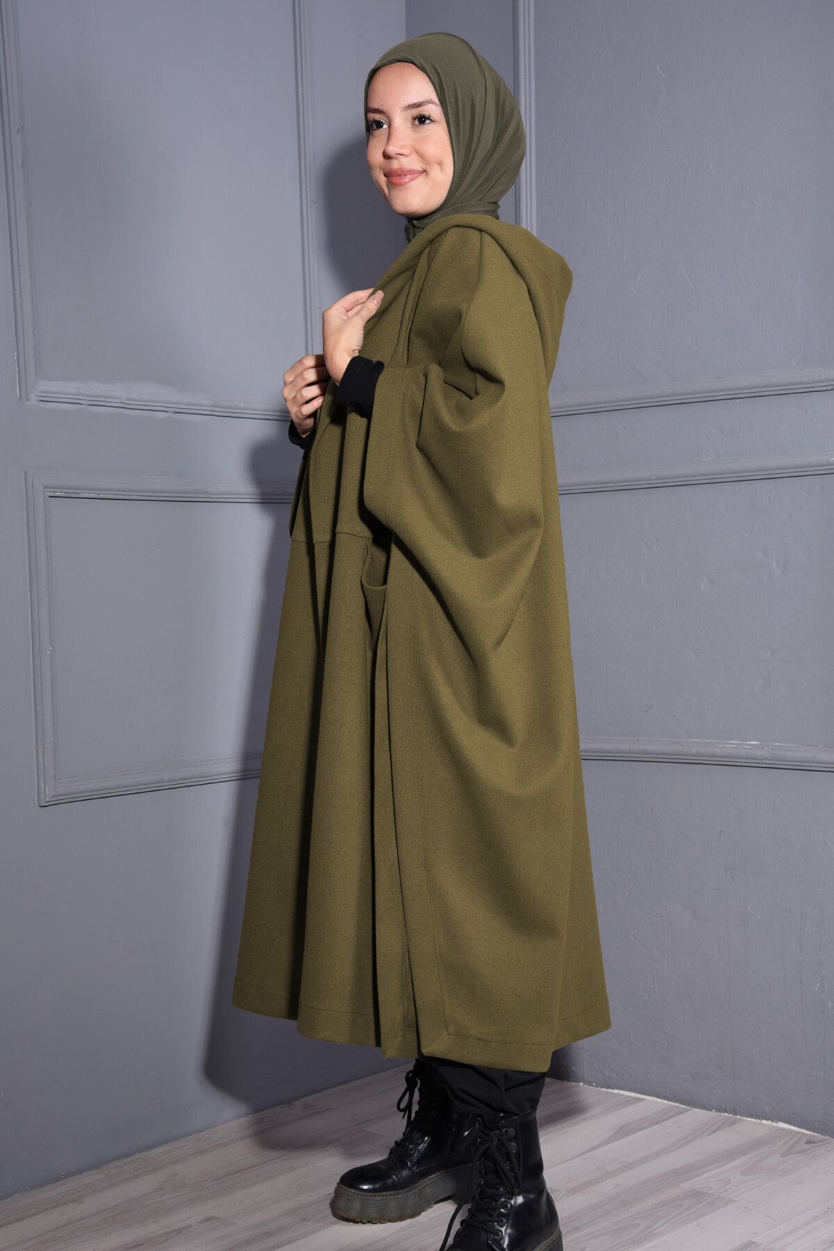 Fashion journey-Modest Poncho - Khaki - Plus Size 3