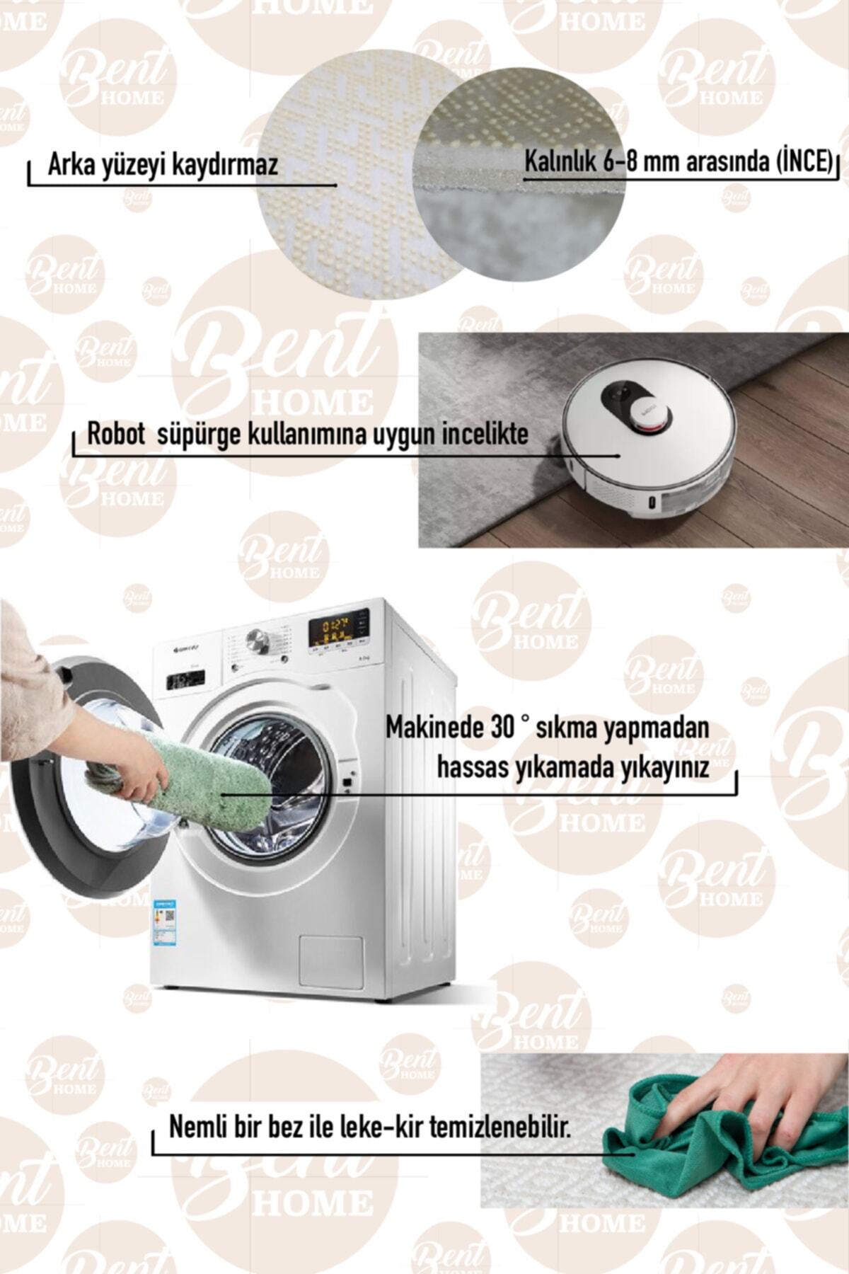COZIE HOME Dijital Baskılı Kaymaz Taban Makinede Yıkanabilir Jüt Hasır Halı Görünümlü Siyah Çizgili Halı-7027 fotoğrafı 4 (önizleme)