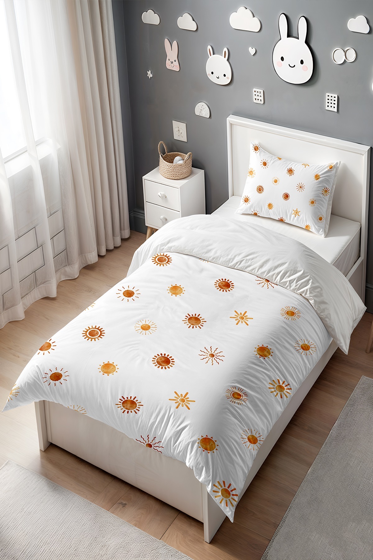 Evpanya Bohem Güneşler Desenli Tek Kişilik Bebek Çocuk Nevresim Seti fotoğrafı 3 (önizleme)