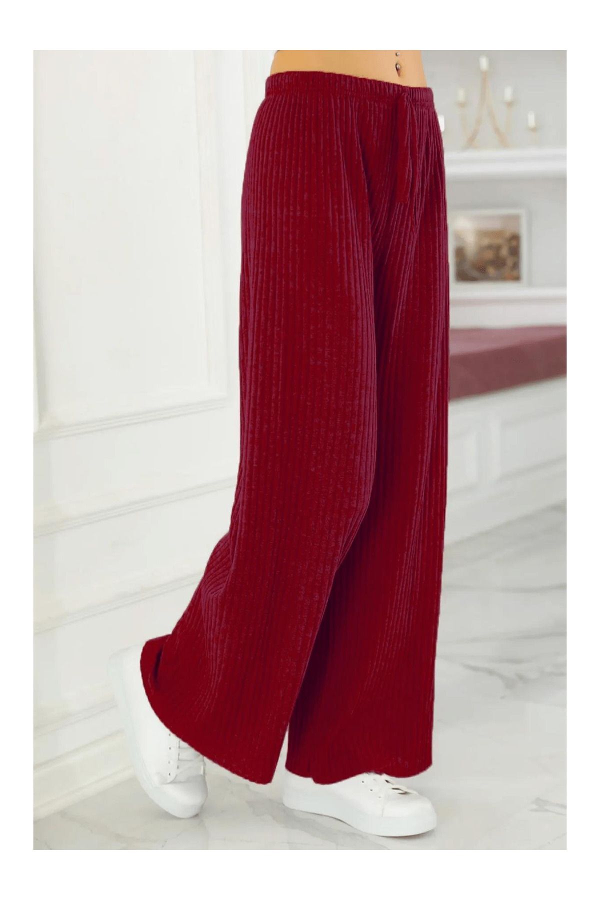 SİERNA Kadın Kaşkorse Fitilli Pijama Altı Standart Gül Kurusu srn-004239