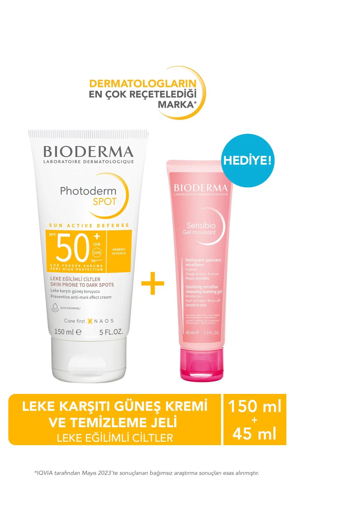 Bioderma Photoderm SPOT SPF50+ Leke Karşıtı Güneş Kremi & Sensibio Temizleme Jeli 45 ML-1