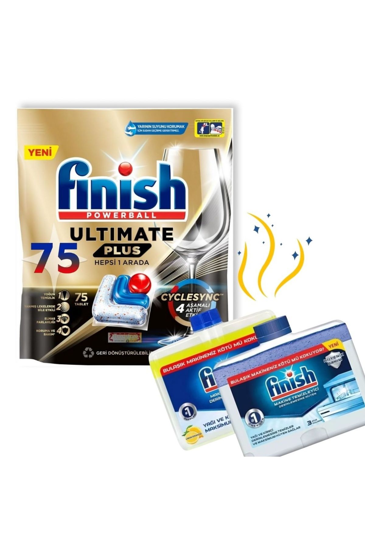 Finish Süper Avantaj Paket Bulaşık Makinesi Temizleyici (2 adet) - Ultimate Plus 75