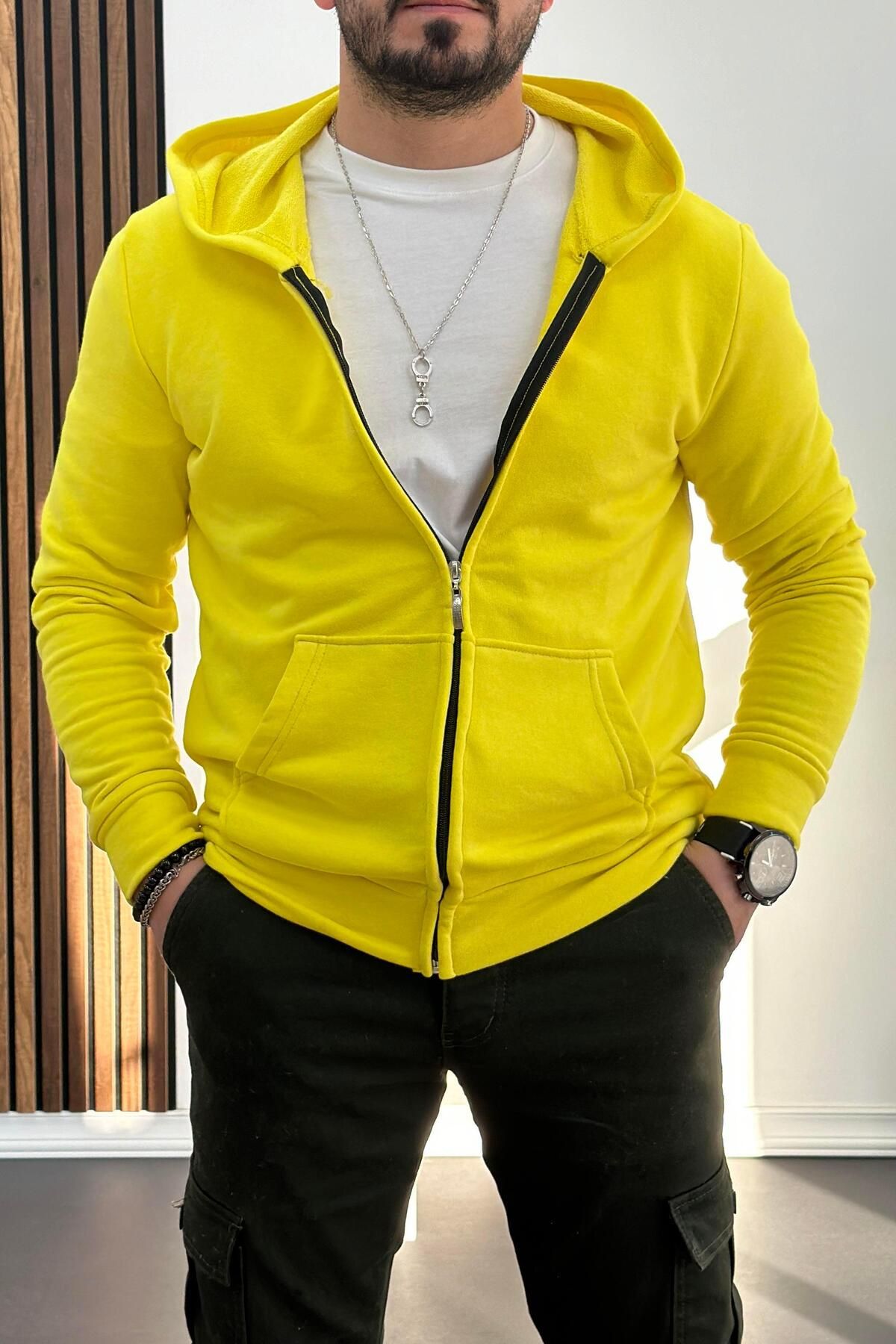 Edwox-Yellow Rasterless Hooded Cardigan - 3 Yarn Edw223 2