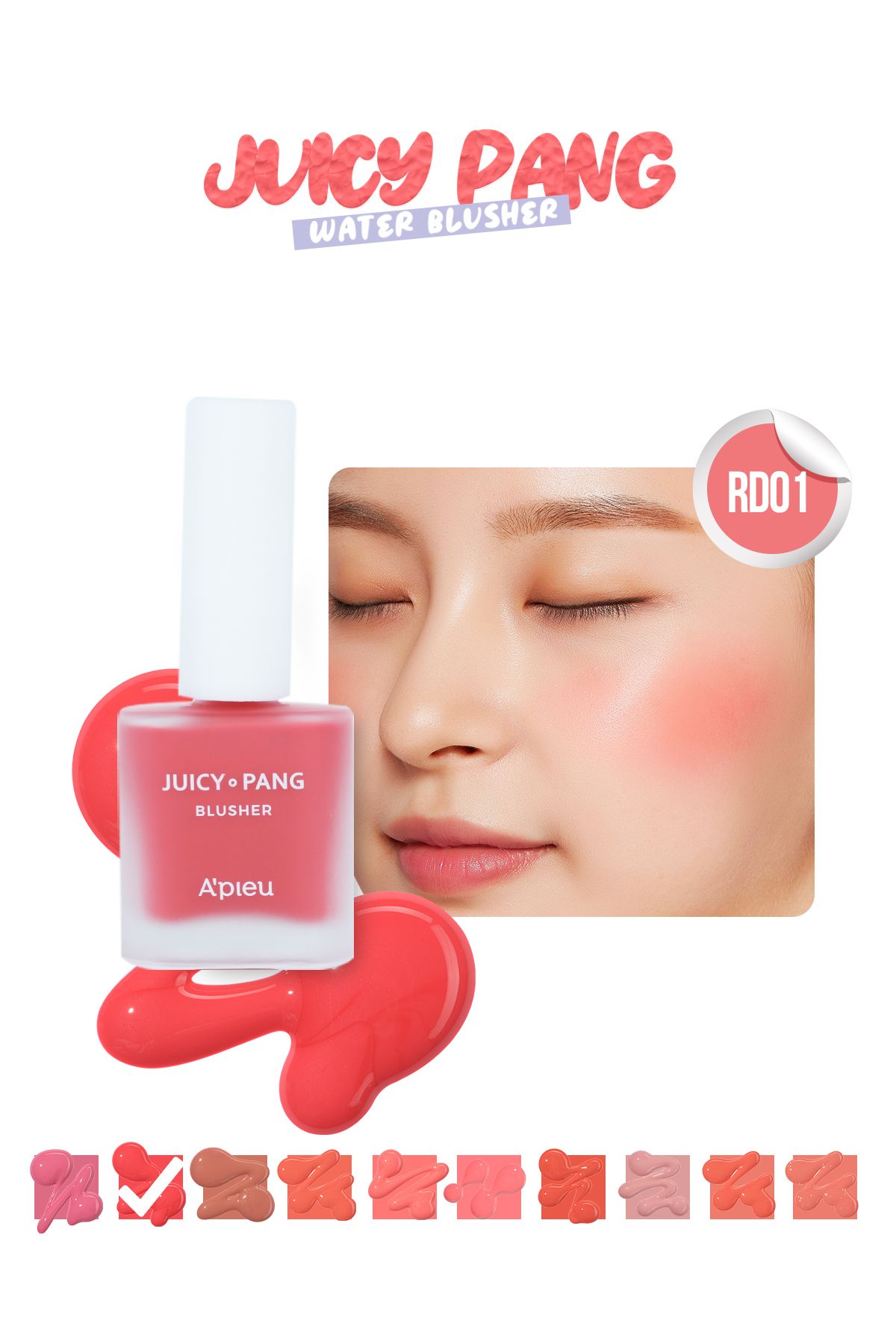 Missha Meyve Kokulu, Nemlendirici Etkili, Doğal Görünümlü Sıvı Allık A'PIEU Juicy-Pang Water Blusher (RD01)