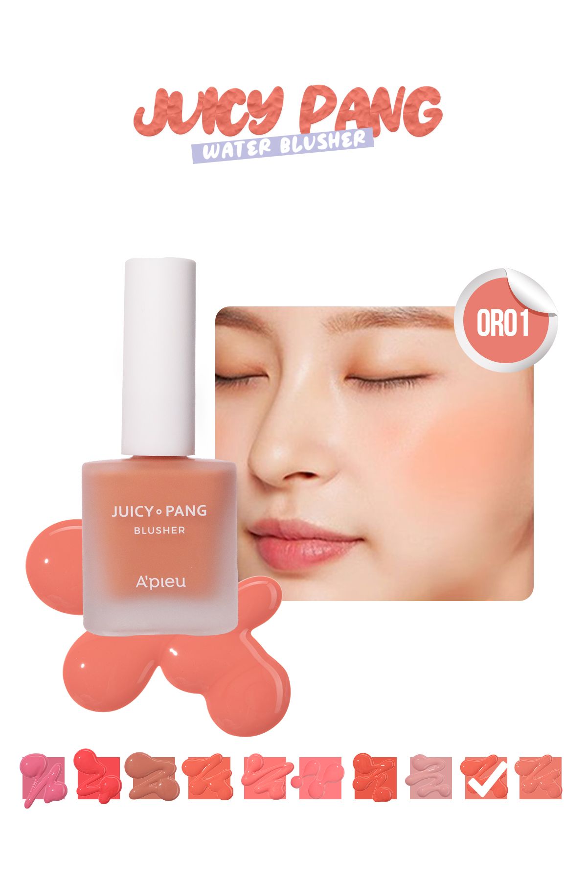 Missha Meyve Kokulu, Nemlendirici Etkili, Doğal Görünümlü Sıvı Allık APIEU Juicy-Pang Water Blusher (OR01)