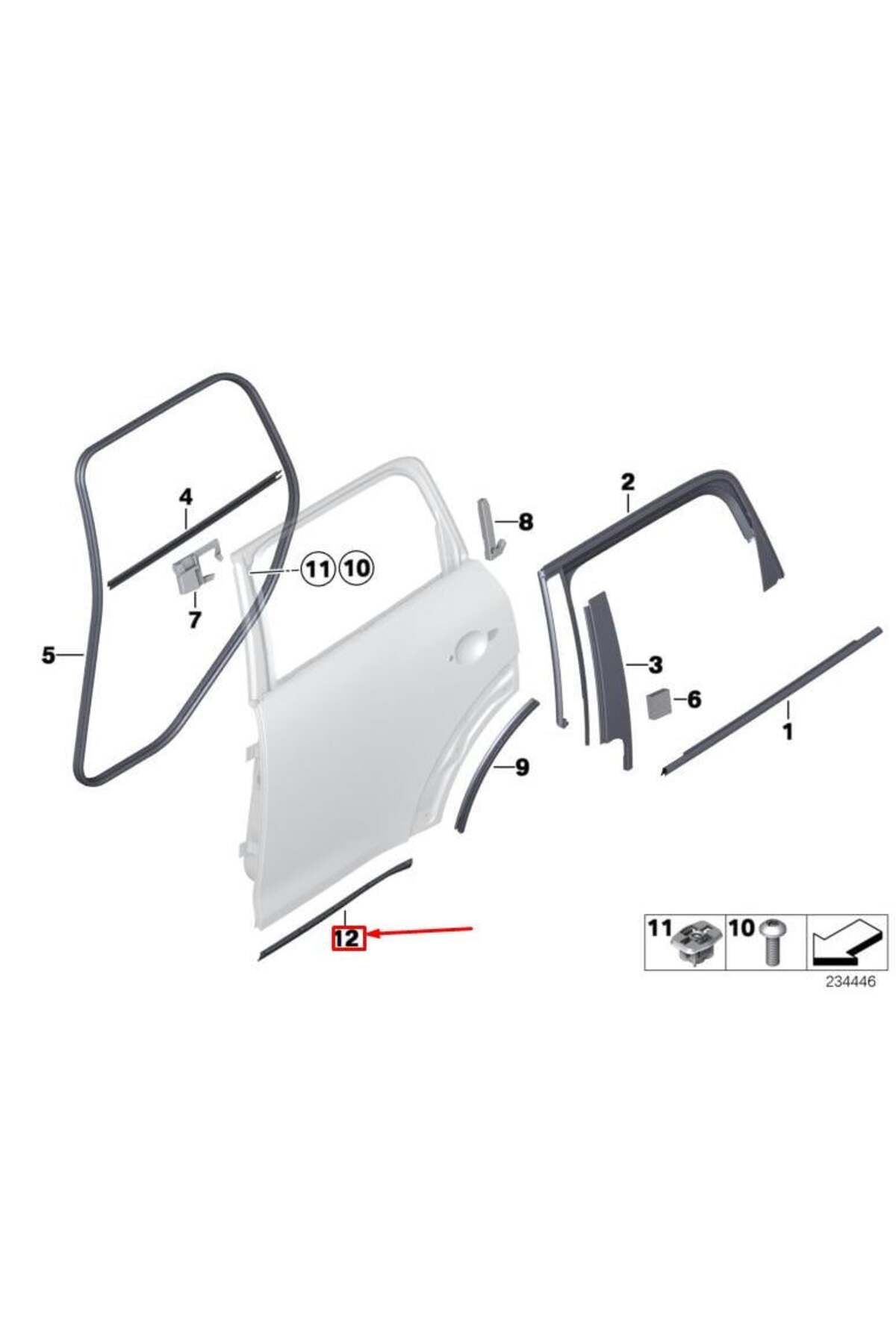 OEMCARPARTS ARKA KAPI ALT FİTİL SOL R60 51359808047