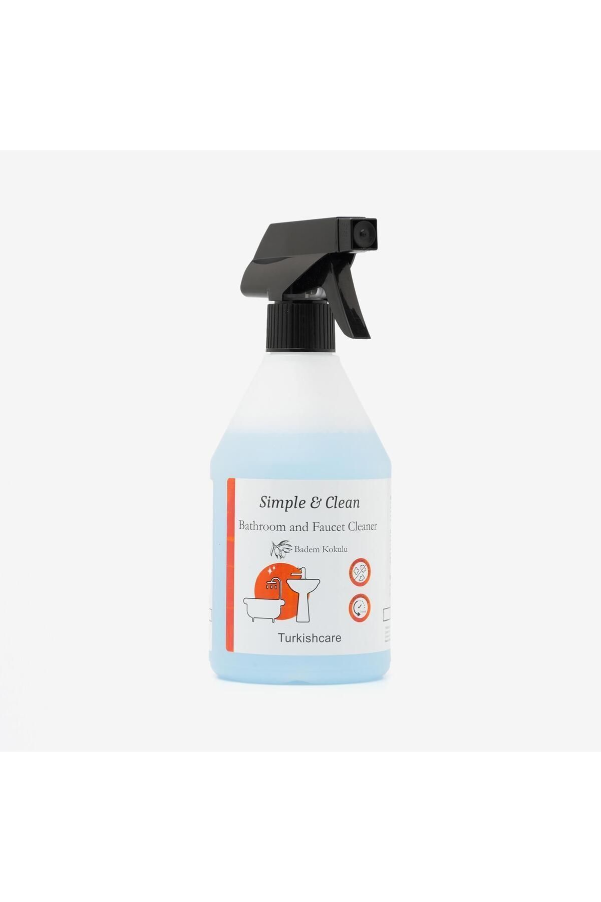 Turkishcare Simple & Clean Armatür, Banyo Ve Kireç Sökücü Temizleyici Sprey 500 Ml Ve Sünger