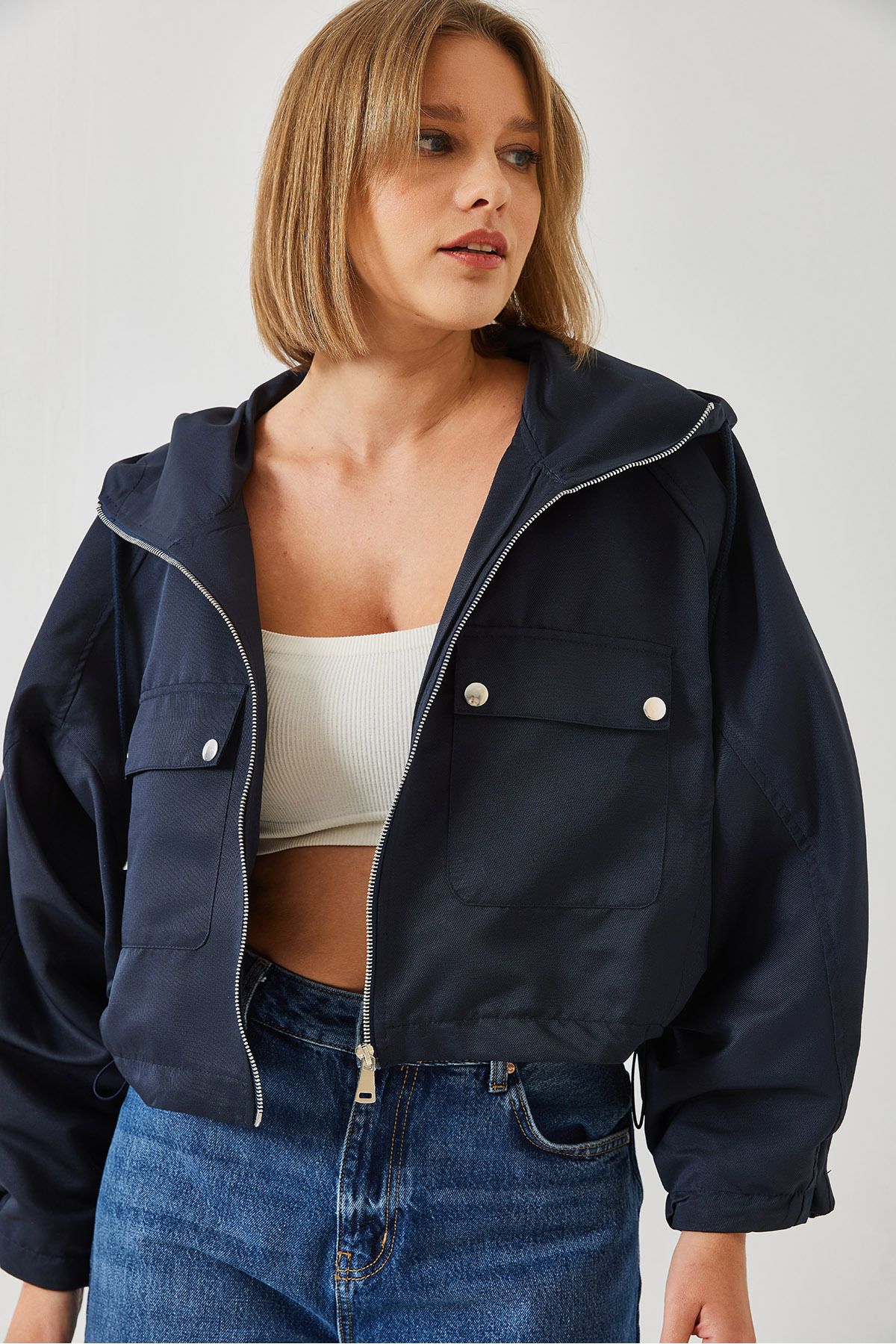 Bianco Lucci-Women's Hooded Short Jacket 60451002 7