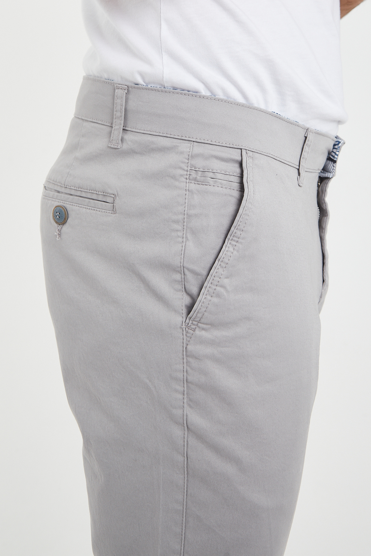 BROCARD  Kışlık Gabardin Chino Pantolon Regular Fit Erkek Açık Gri - Görsel 9